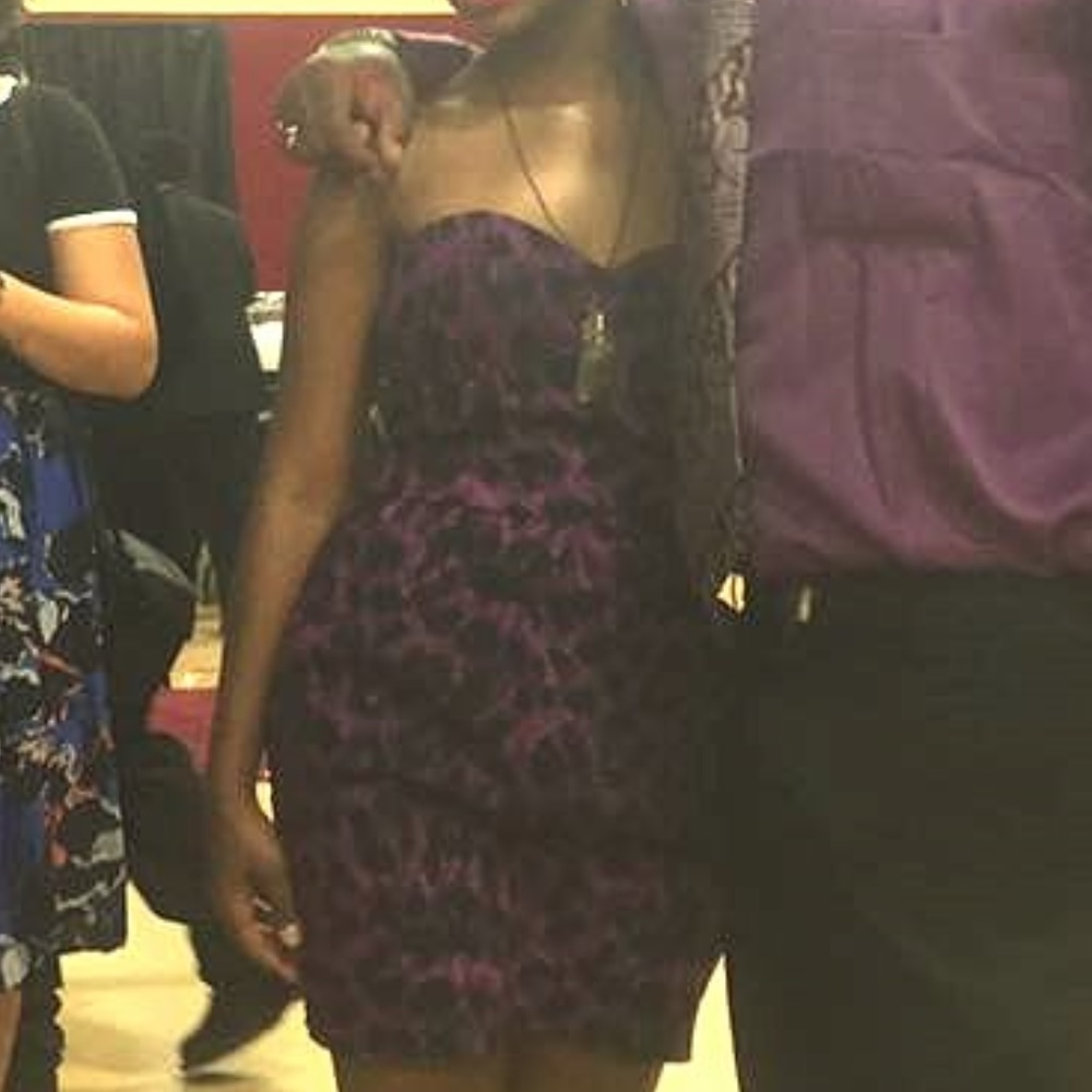 Purple Cheeta Print strapless Dress